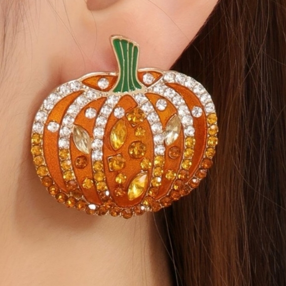Blingy pumpkin earrings - Picture 2 of 3